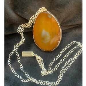 Calinana Handmade Carnelian Pendant - 32" Silver-tone Necklace - Handmade In USA